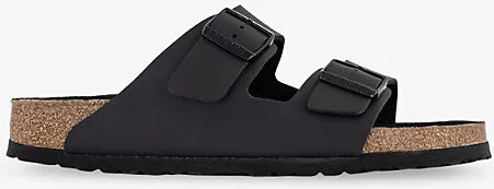 Mens Triple Black Arizona Two-Strap Faux-Leather Sandals Eur 44.5 / 10.5 Uk Men