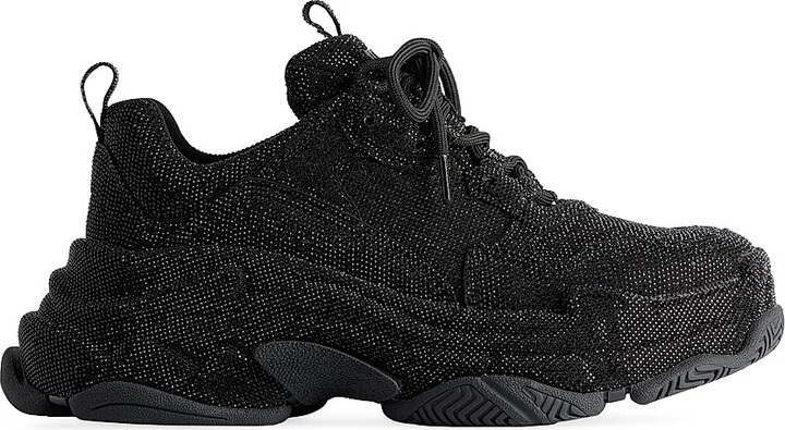 Men's Triple S Sneakers with Rhinestones - Black - Size 8