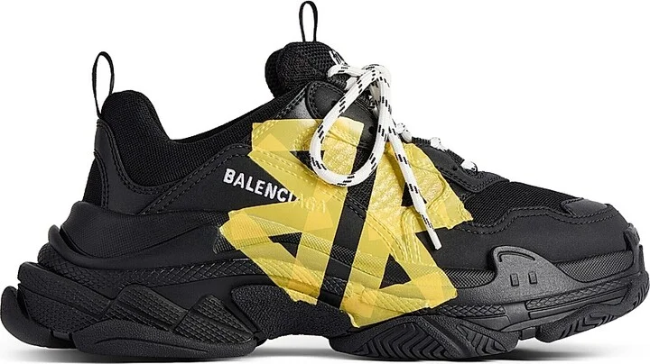 Men's Triple S Tape Type Sneakers - Black - Size 7