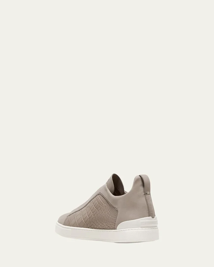 Men's Triple Stitch Alligator Low-Top Sneakers - Image 2