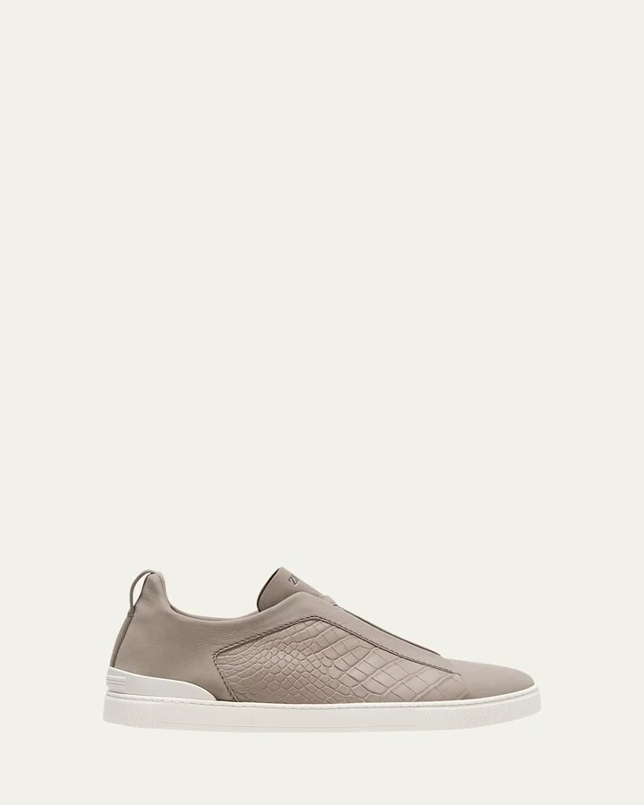 Men's Triple Stitch Alligator Low-Top Sneakers
