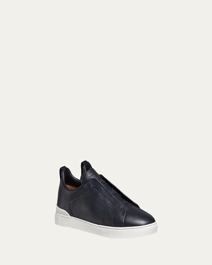 Men's Triple Stitch Deerskin Leather Sneakers - Image 2