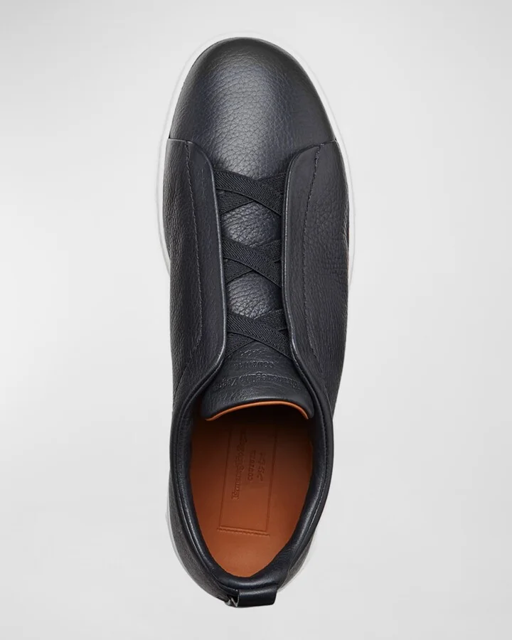 Men's Triple Stitch Deerskin Leather Sneakers - Image 2
