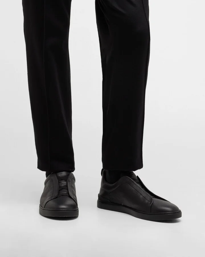 Men's Triple Stitch Deerskin Leather Sneakers - Image 3