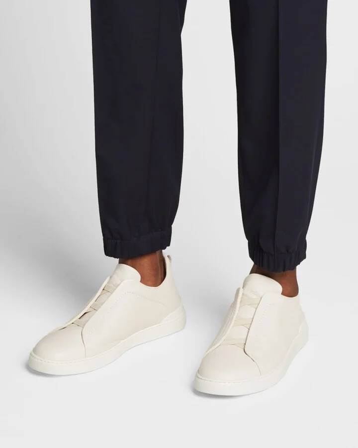 Men's Triple Stitch Deerskin Leather Sneakers - Image 2