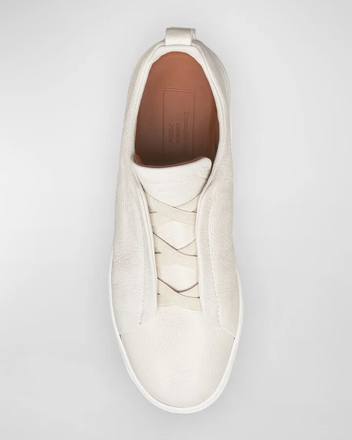 Men's Triple Stitch Deerskin Leather Sneakers - Image 3