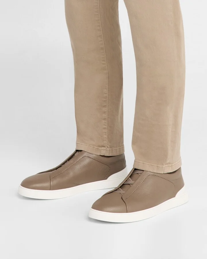 Men's Triple Stitch Deerskin Leather Sneakers - Image 3