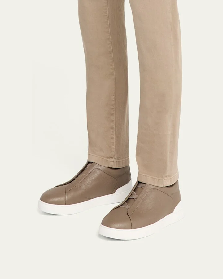 Men's Triple Stitch Deerskin Leather Sneakers - Image 3