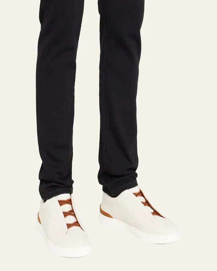 Men's Triple Stitch Deerskin Leather Sneakers - Image 2