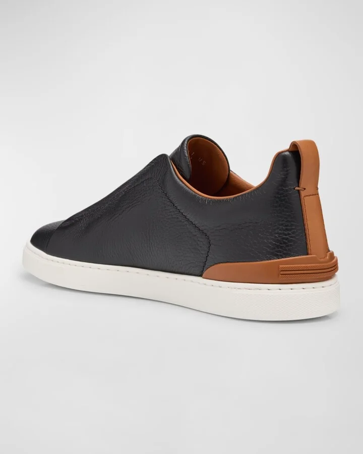 Men's Triple Stitch Deerskin Leather Sneakers - Image 2
