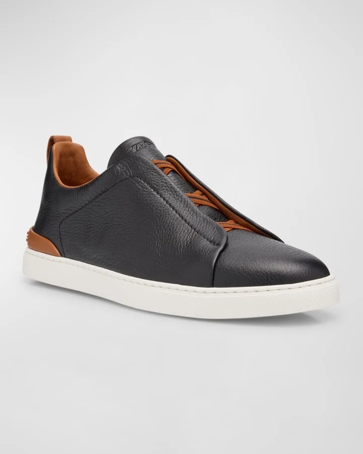 Men's Triple Stitch Deerskin Leather Sneakers - Image 4