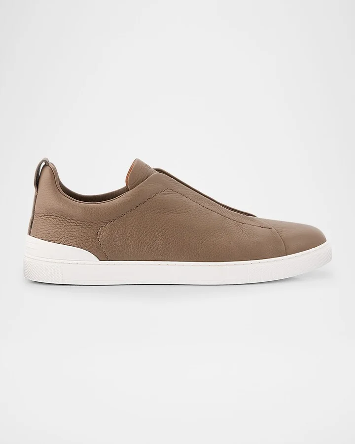 Men's Triple Stitch Deerskin Leather Sneakers