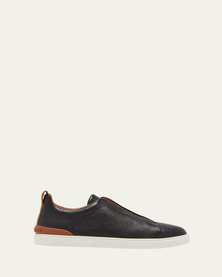Men's Triple Stitch Deerskin Leather Sneakers