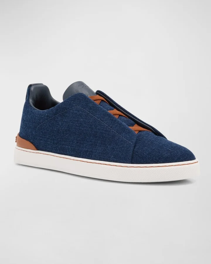 Men's Triple Stitch Denim Slip-On Sneakers - Image 2