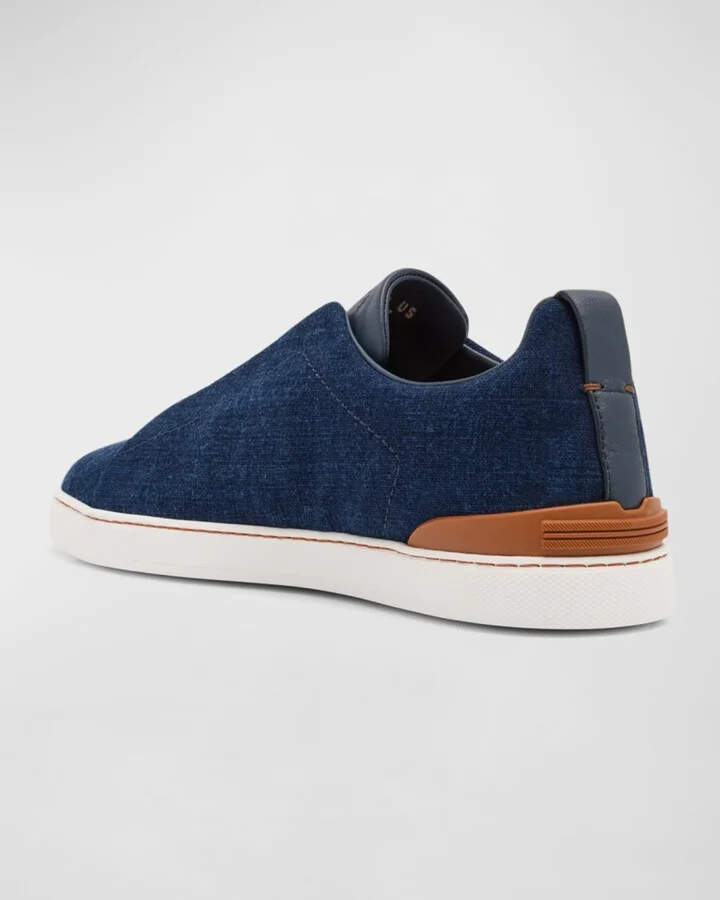 Men's Triple Stitch Denim Slip-On Sneakers - Image 3