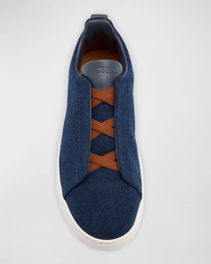 Men's Triple Stitch Denim Slip-On Sneakers - Image 4