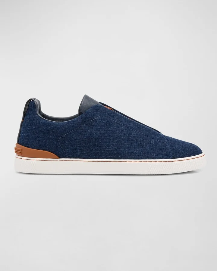 Men's Triple Stitch Denim Slip-On Sneakers