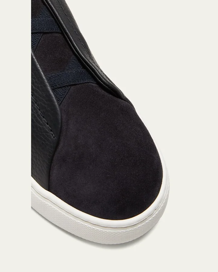 Men's Triple Stitch Leather and Suede Sneakers - Image 7