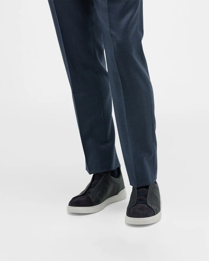 Men's Triple Stitch Leather and Suede Sneakers - Image 6