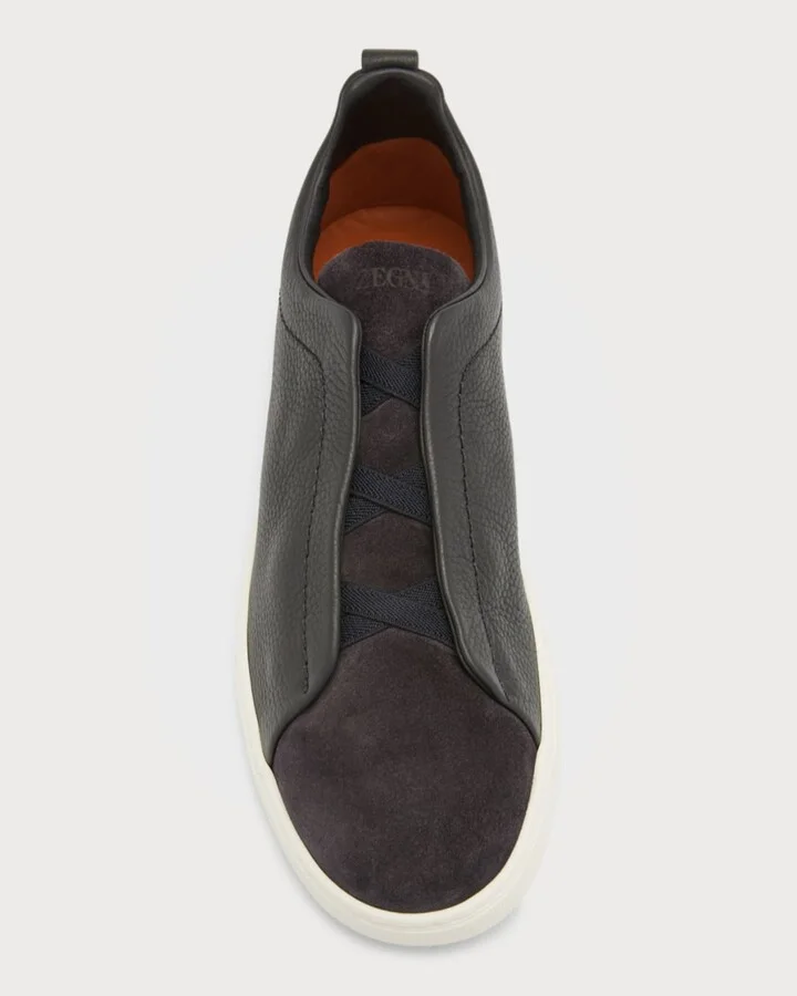 Men's Triple Stitch Leather and Suede Sneakers - Image 11
