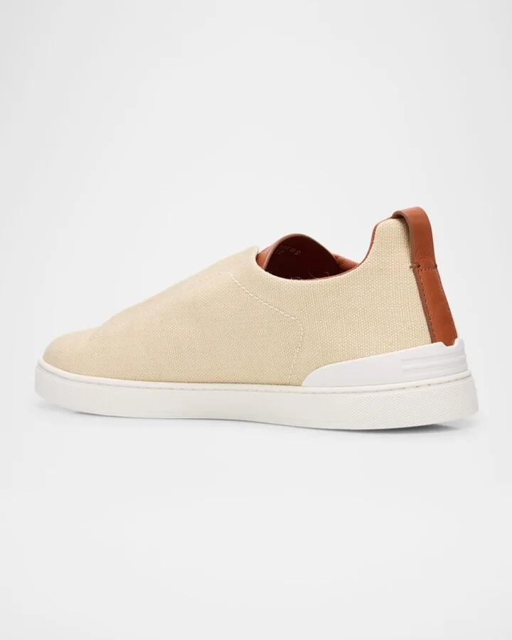 Men's Triple Stitch Linen Slip-On Sneakers - Image 4