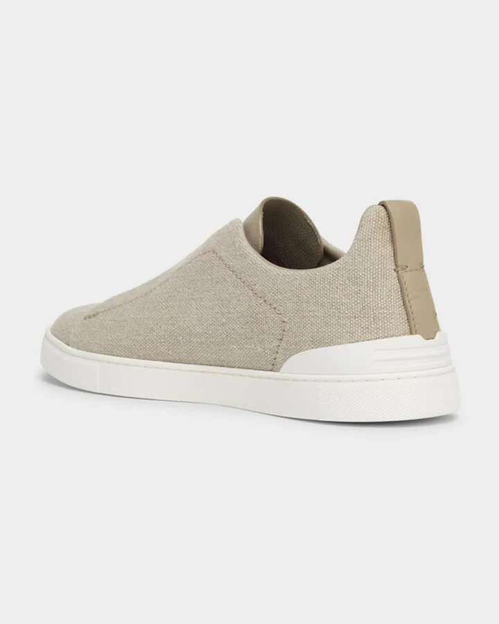 Men's Triple Stitch Linen Slip-On Sneakers - Image 5
