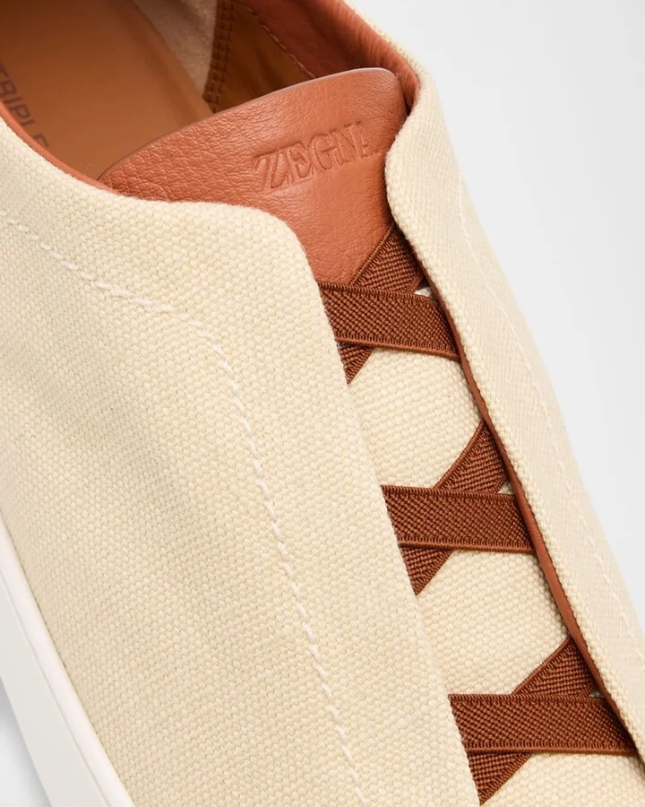 Men's Triple Stitch Linen Slip-On Sneakers - Image 7