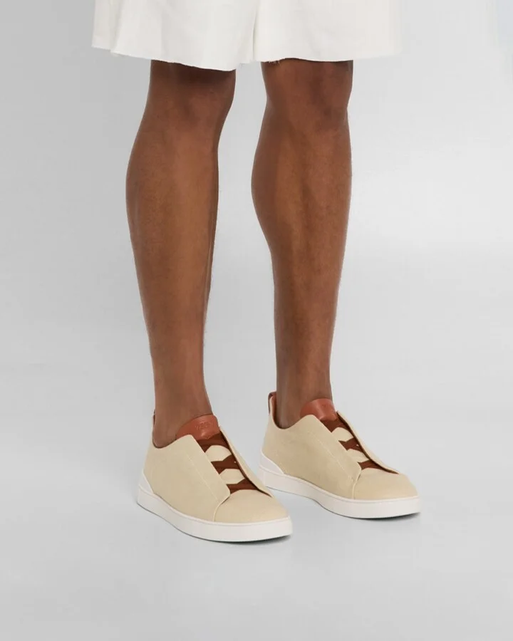 Men's Triple Stitch Linen Slip-On Sneakers - Image 9