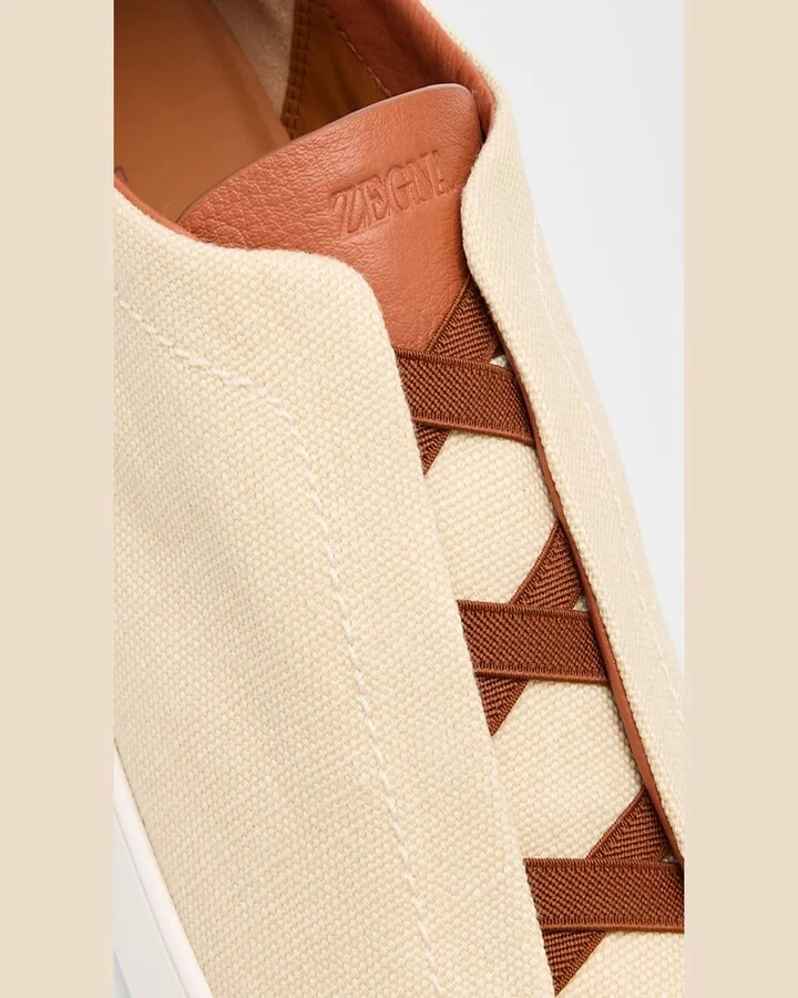 Men's Triple Stitch Linen Slip-On Sneakers - Image 2