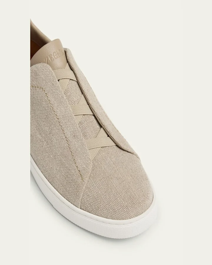 Men's Triple Stitch Linen Slip-On Sneakers - Image 4