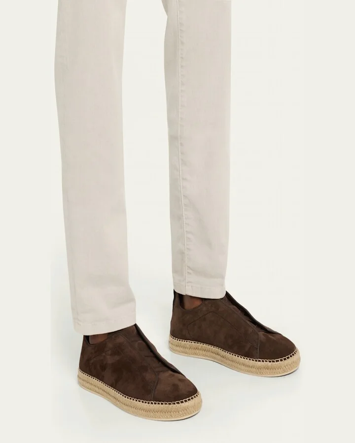 Men's Triple Stitch Suede Espadrille Sneakers - Image 3