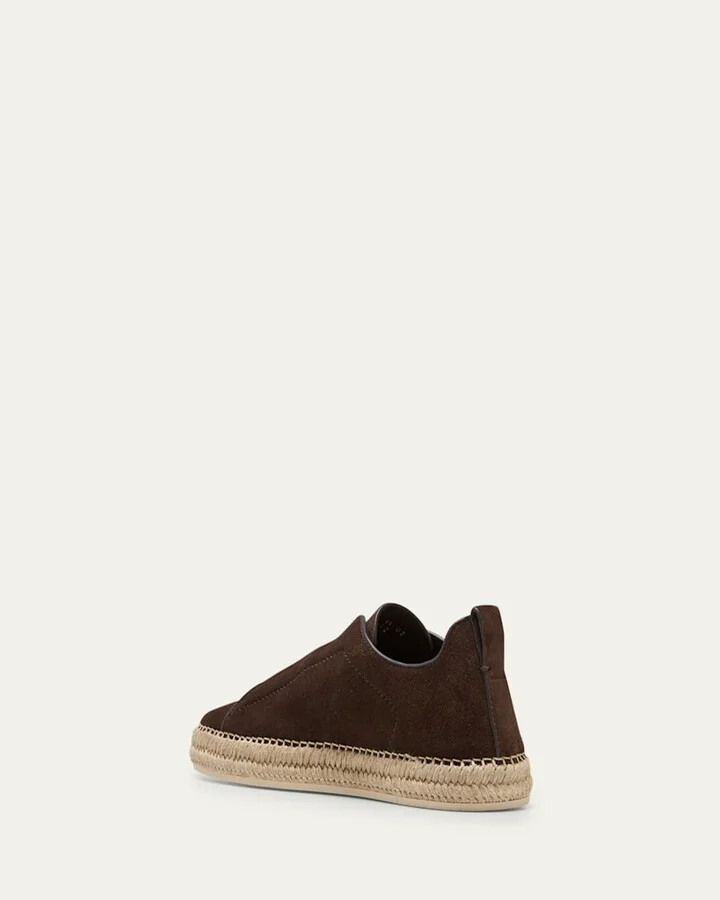 Men's Triple Stitch Suede Espadrille Sneakers - Image 4