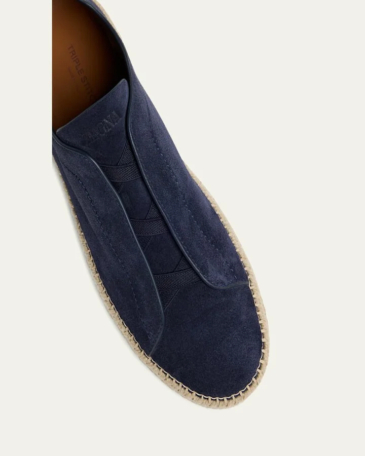 Men's Triple Stitch Suede Espadrille Sneakers - Image 5