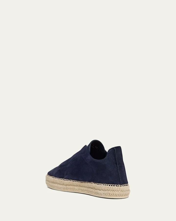 Men's Triple Stitch Suede Espadrille Sneakers - Image 6