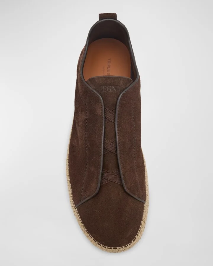 Men's Triple Stitch Suede Espadrille Sneakers - Image 2