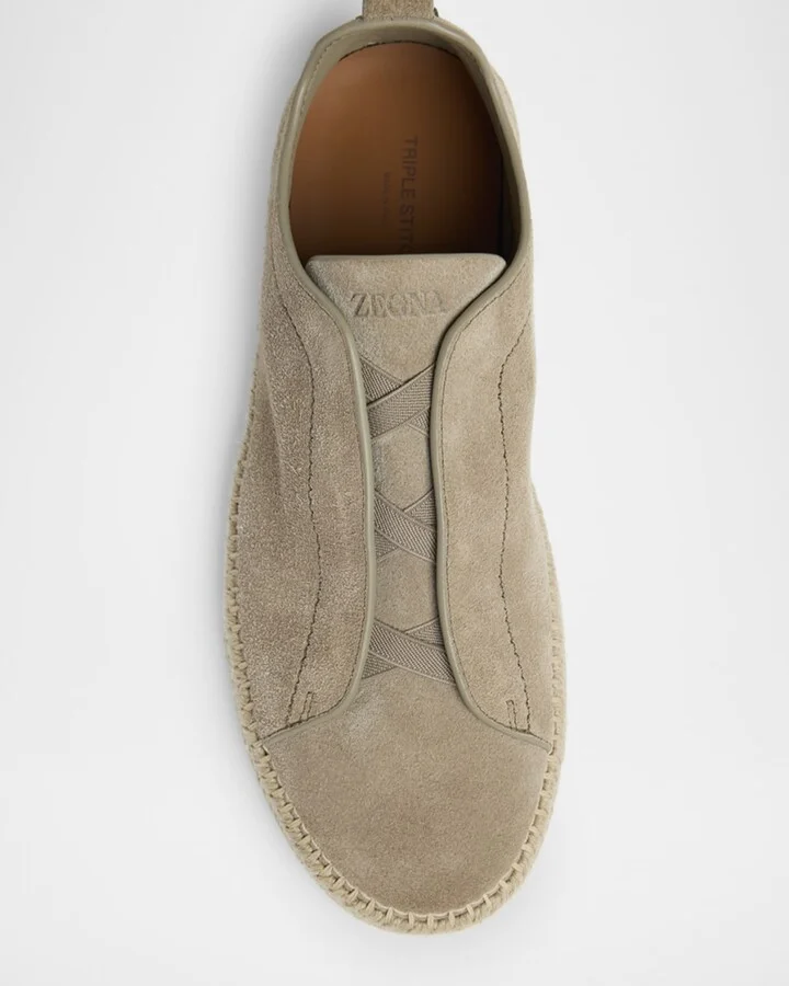 Men's Triple Stitch Suede Espadrille Sneakers - Image 6