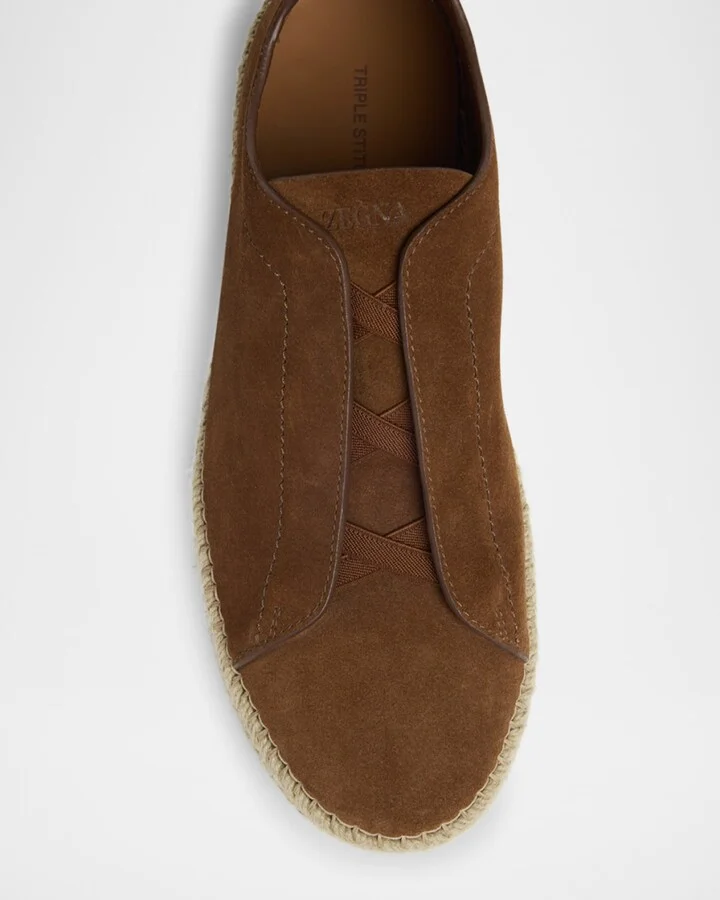 Men's Triple Stitch Suede Espadrille Sneakers - Image 11