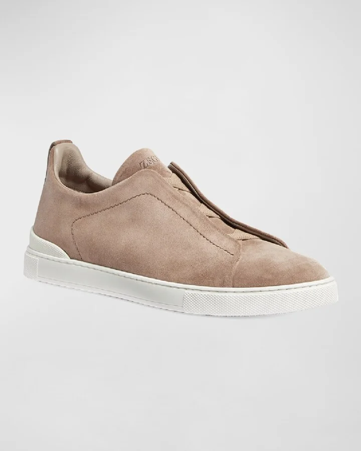 Men's Triple Stitch Suede Low Top Slip-On Sneakers - Image 3
