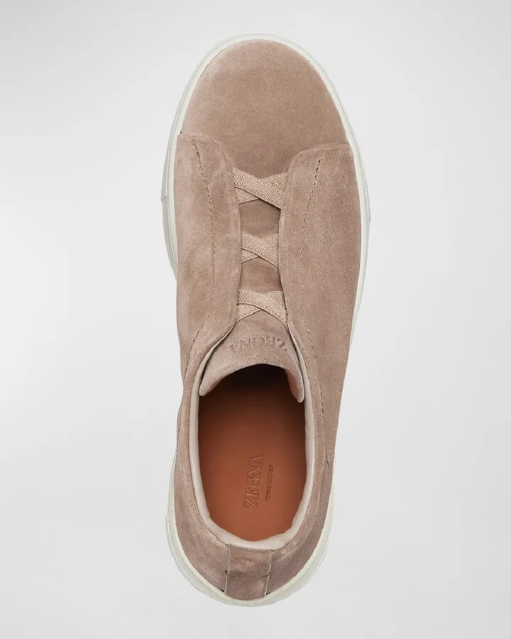 Men's Triple Stitch Suede Low Top Slip-On Sneakers - Image 5