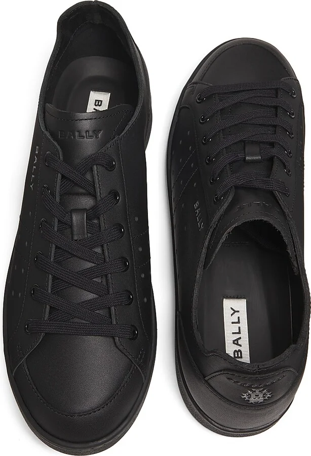 Men's Turyn Low-Top Leather Sneakers - Black - Size 11 - Image 4
