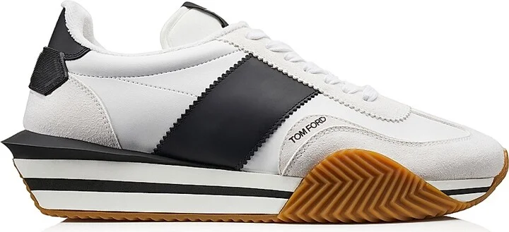 Men's Two-Toned Low-Top Sneakers - White Black Cream - Size 8