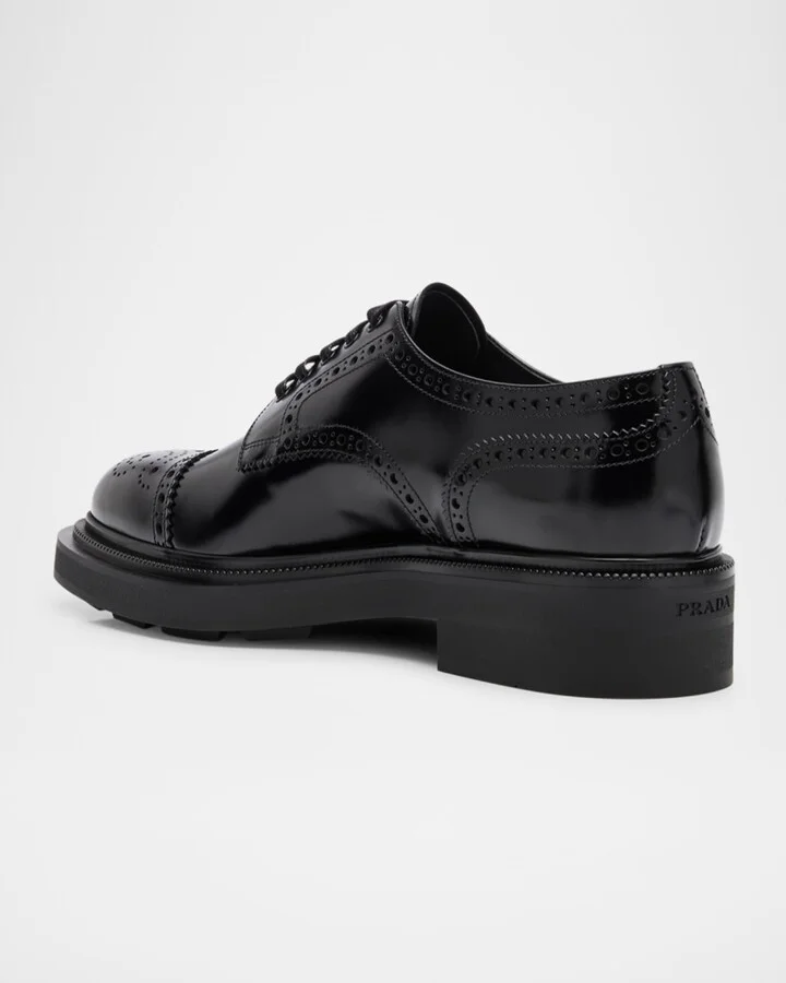 Men's Tyrone Brogue Leather Derby Shoes - Image 5