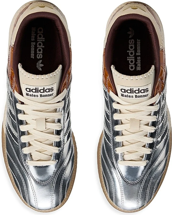 Men's Unisex adidas x Wales Bonner Samba Combo Leather Sneakers - Silver - Size 11 - Image 4
