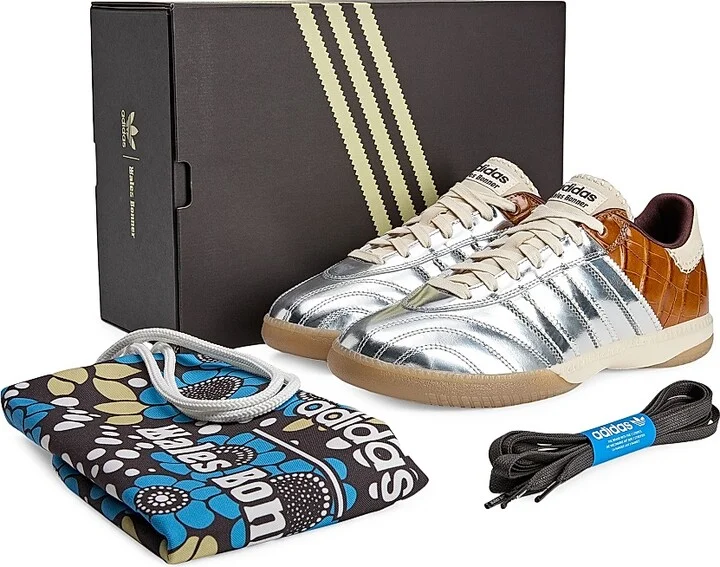 Men's Unisex adidas x Wales Bonner Samba Combo Leather Sneakers - Silver - Size 11 - Image 6