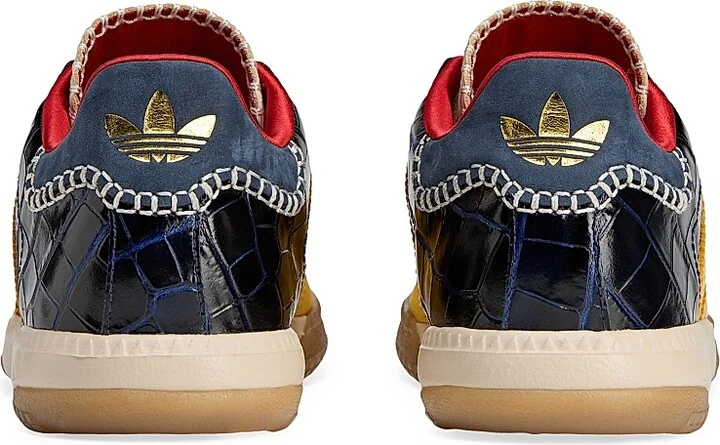 Men's Unisex adidas x Wales Bonner Samba Suede Sneakers - Gold Collegiate Navy - Size 9 - Image 3