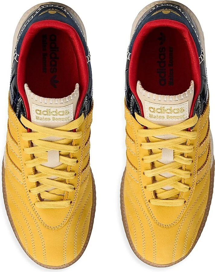 Men's Unisex adidas x Wales Bonner Samba Suede Sneakers - Gold Collegiate Navy - Size 9 - Image 4