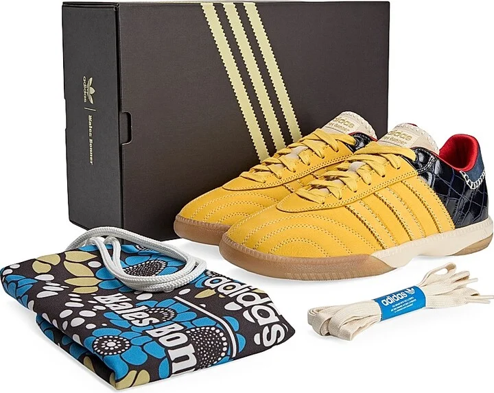 Men's Unisex adidas x Wales Bonner Samba Suede Sneakers - Gold Collegiate Navy - Size 9 - Image 7