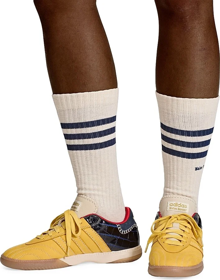 Men's Unisex adidas x Wales Bonner Samba Suede Sneakers - Gold Collegiate Navy - Size 9 - Image 9