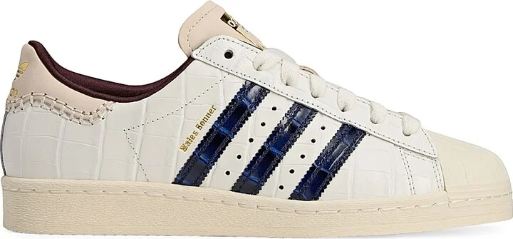 Men's Unisex adidas x Wales Bonner Superstar Crocodile-Embossed Leather Sneakers - White - Size 12