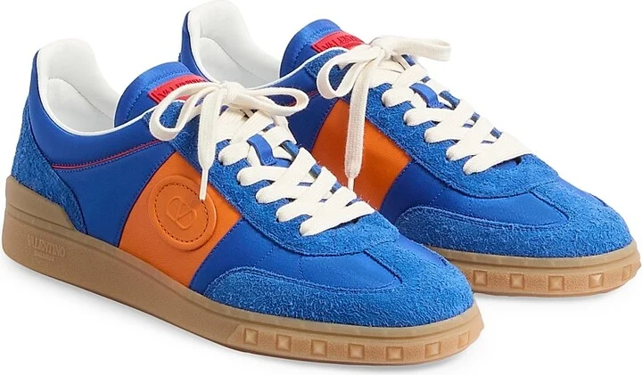 Men's Upvillage Low Top Sneakers in Crust Leather and Nylon - Acid Bluette - Size 9 - Image 2